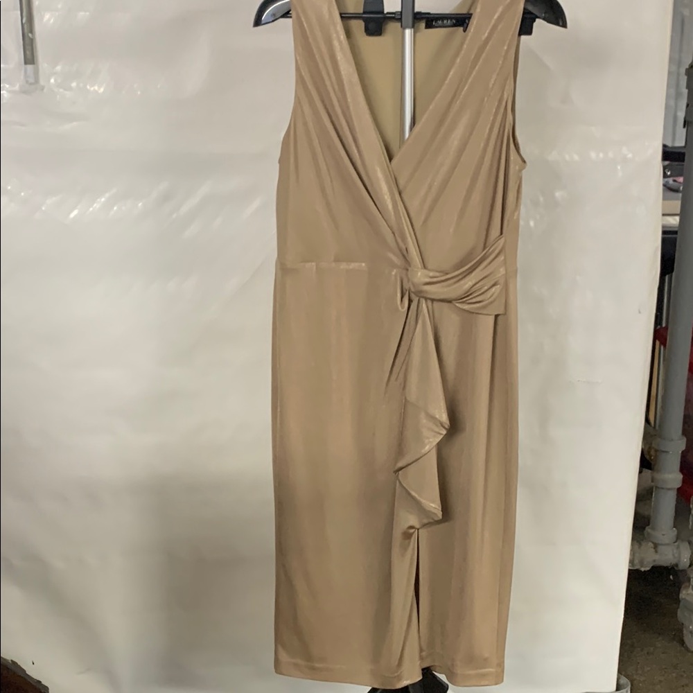 Elegant Tan Sleeveless Dress